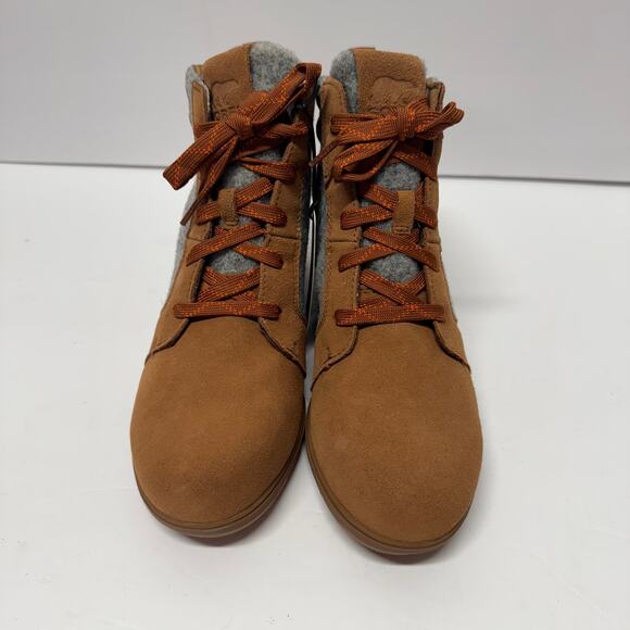 Sorel Womens Evie Ankle Lace Wedge Bootie Velvet Tan Brown Waterproof Size 10.5 - Picture 2 of 8
